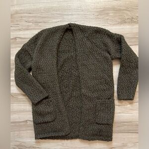 Altar'd State Olive Green Bouclé Knit Cardigan